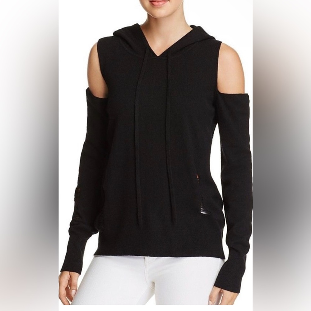 NWT Pam & Gela cold shoulder distressed hoodie size XS